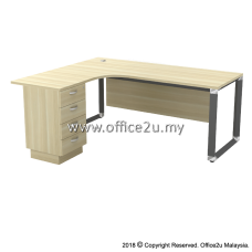 OWL-4D OVERJOY SERIES COMPACT L-SHAPE TABLE WITH FIXED PEDESTAL 4-DRAWERS - WOODEN MODESTY PANEL